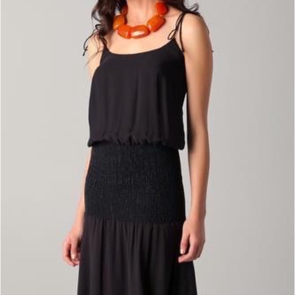 Halston Heritage Tie Strap Blouson Smocked Gown - Picture 3 of 7